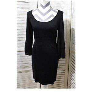 White House Black Market black ribbed boat neck sweater dress(643)